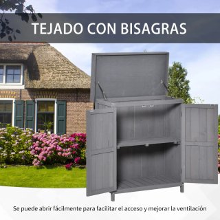 Armario Almacenamiento Jardín Madera Gris