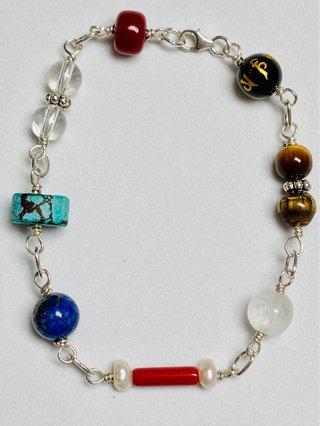 Pulsera multigemas artesana en plata de ley 925