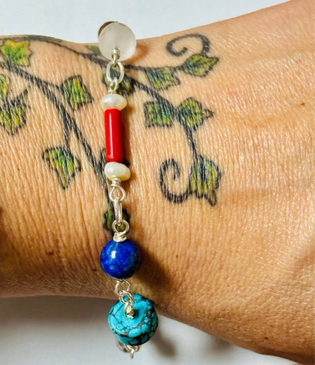Pulsera multigemas artesana en plata de ley 925