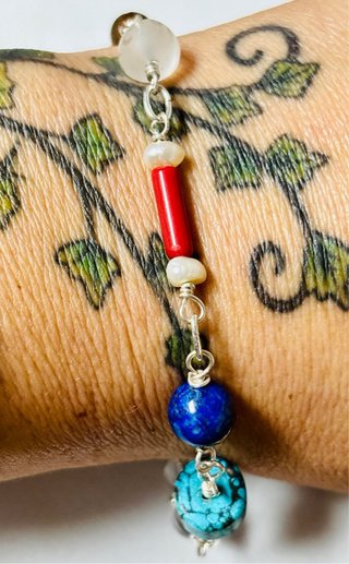 Pulsera multigemas artesana en plata de ley 925