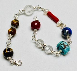 Pulsera multigemas artesana en plata de ley 925