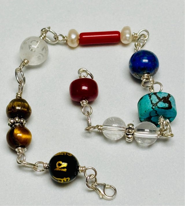 Pulsera multigemas artesana en plata de ley 925