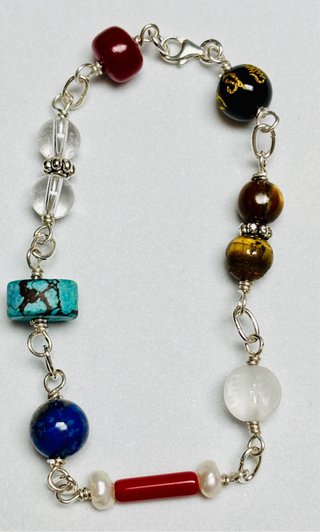 Pulsera multigemas artesana en plata de ley 925