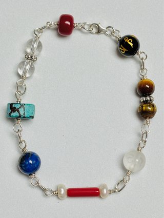 Pulsera multigemas artesana en plata de ley 925