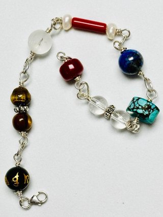 Pulsera multigemas artesana en plata de ley 925