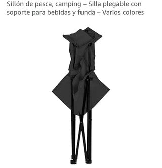 Silla plegable azul con portavasos