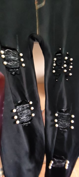 Pantalón Leggings Negro Talla Única Roto Perlas
