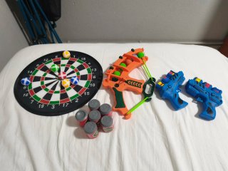 Pack juegos niños: diana, arco y pistolas