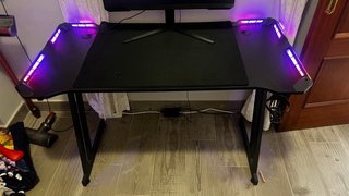 Mesa Gaming Negra con Luces LED