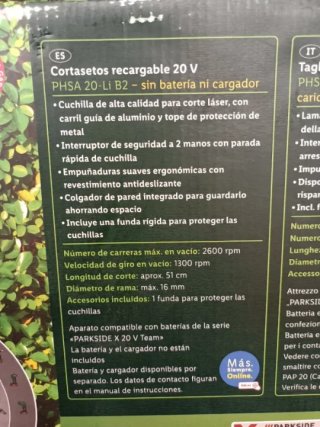 Cortasetos Recargable PARKSIDE