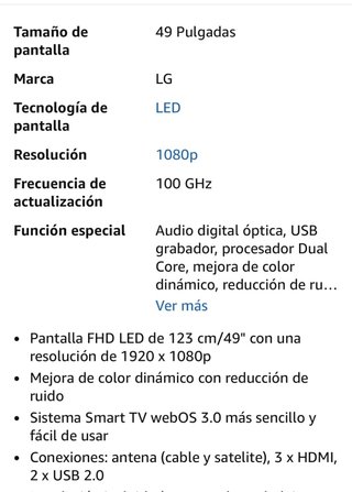 TV LED 49” LG 49LH630V Negra y Plateada