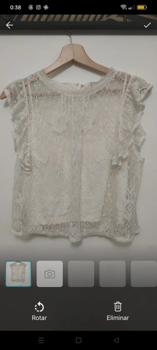 Top Zara encaje beige