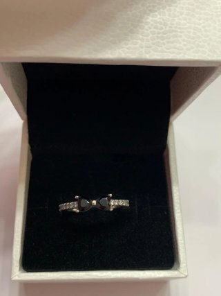 Anillo Pandora Lazo Negro Plata