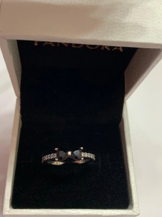 Anillo Pandora Lazo Negro Plata