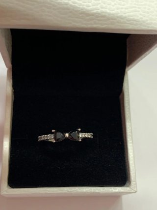 Anillo Pandora Lazo Negro Plata