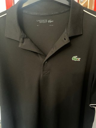 Polo Lacoste Negro Manga Corta Talla XXL.