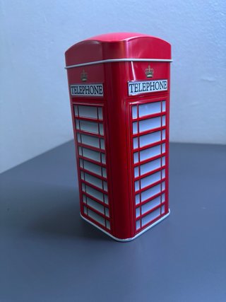 Hucha teléfono rojo estilo cabina británica