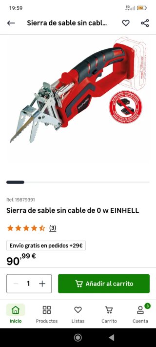 Einhell Sierra Sable a Batería