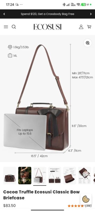 Bolso cartera oficina ECOSUSI cuero granate
