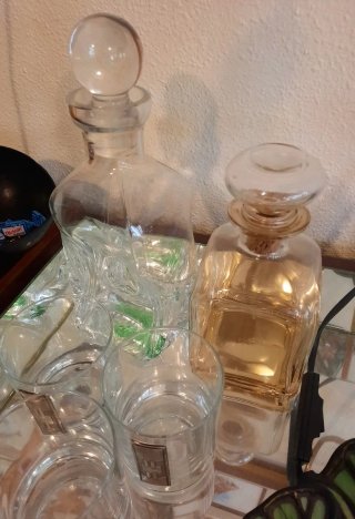Juego de Licor/Whisky con Apliques de Plata Vintag