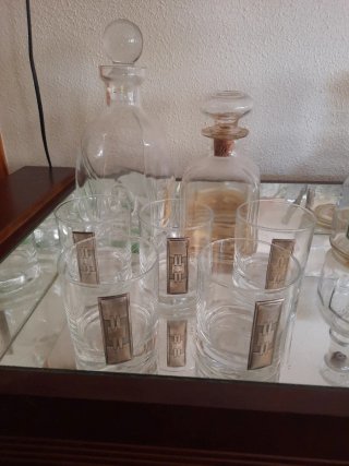 Juego de Licor/Whisky con Apliques de Plata Vintag