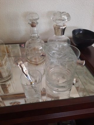 Juego de Licor/Whisky con Apliques de Plata Vintag