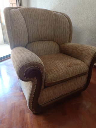 Conjunto de 1 sofá y 2 sillónes de tela