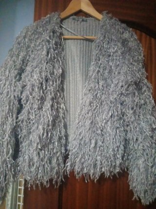 Chaqueta fiesta pelo gris/plata