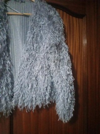 Chaqueta fiesta pelo gris/plata