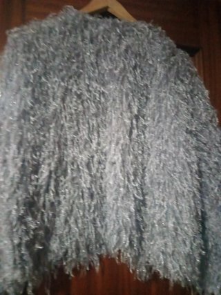 Chaqueta fiesta pelo gris/plata
