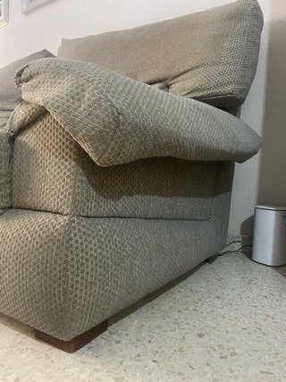 Sofá chaise longue gris tela,