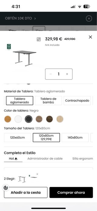 Escritorio Elevable FlexiSpot E5 (120x80cm)
