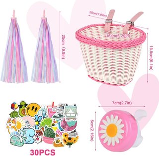 Kit Cesta Tejida Bicicleta Infantil y Accesorios