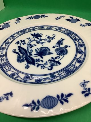 Piatto ceramica vintage decoro blu