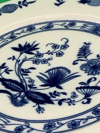 Piatto ceramica vintage decoro blu