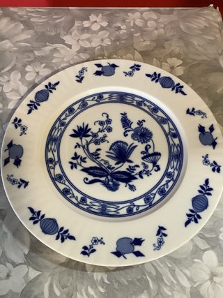 Piatto ceramica vintage decoro blu