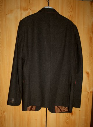Americana marrón, jaspeada, espiguilla, Talla 48