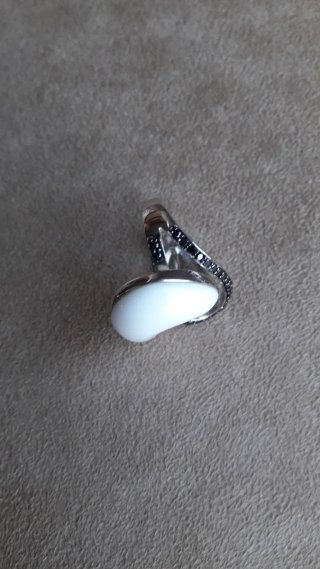 Anillo Plata 925 y Ónix Blanco y Negro. T 13