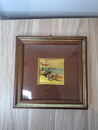 Quadretto Paesaggio Marinaro Foglia Oro