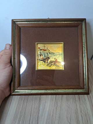 Quadretto Paesaggio Marinaro Foglia Oro