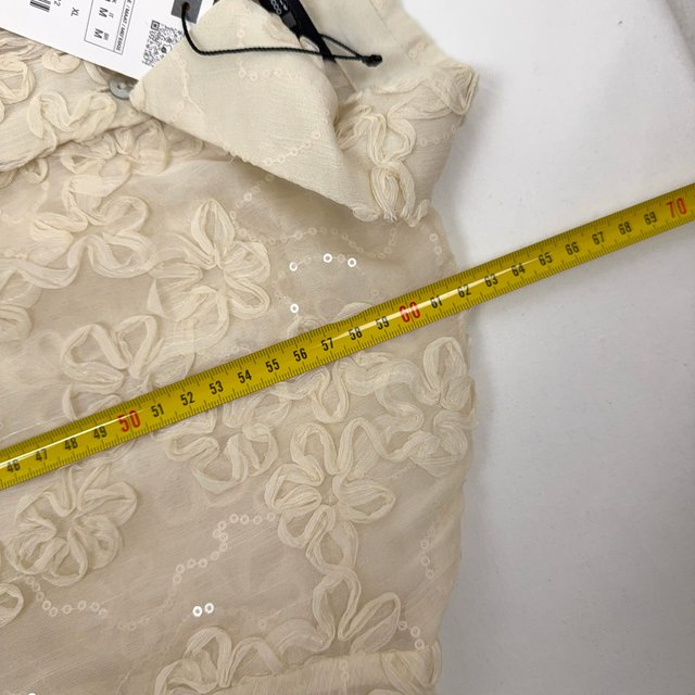 Zara Floral Lace Sequin Sheer Shirt M
