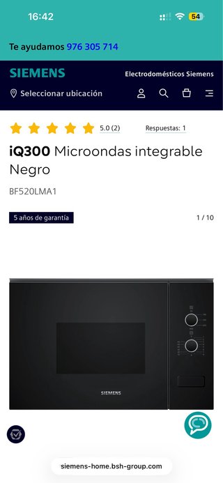 Microondas Integrable Siemens iQ300 Negro