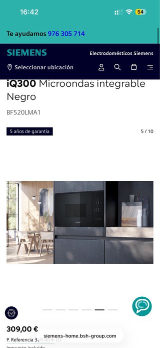 Microondas Integrable Siemens iQ300 Negro