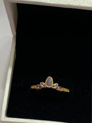 Anillo Pandora Princesa Dorado Morado Talla 54
