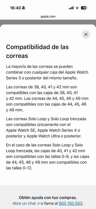 Correa Apple Watch Negra 44mm S/M