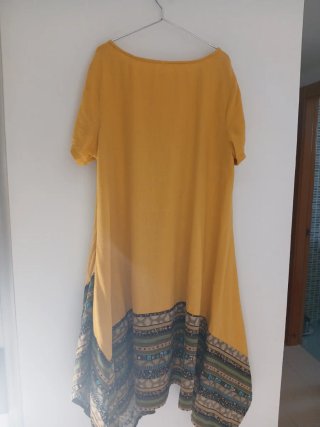 Vestido amarillo con estampado étnico Talla L