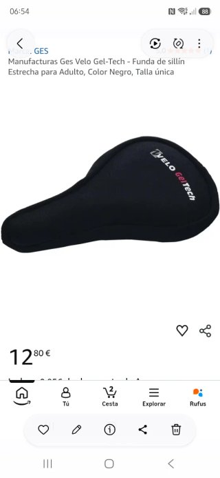 Funda Sillín Bici Velo GelTech Negra