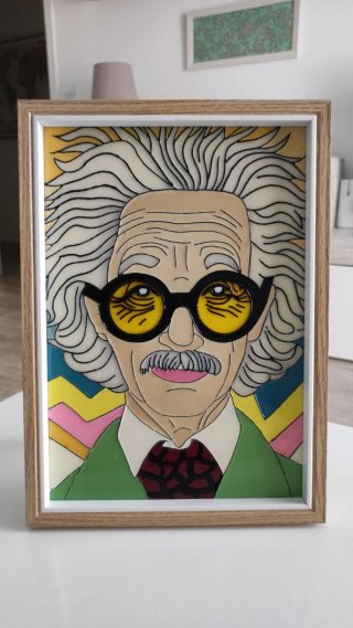 Cuadro Pintura Vidrio Einstein