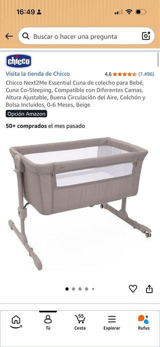 Cuna de colecho Chicco Next2Me Essential Beige