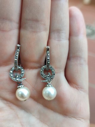 Pendientes Plata Ley Marquesitas Perlas